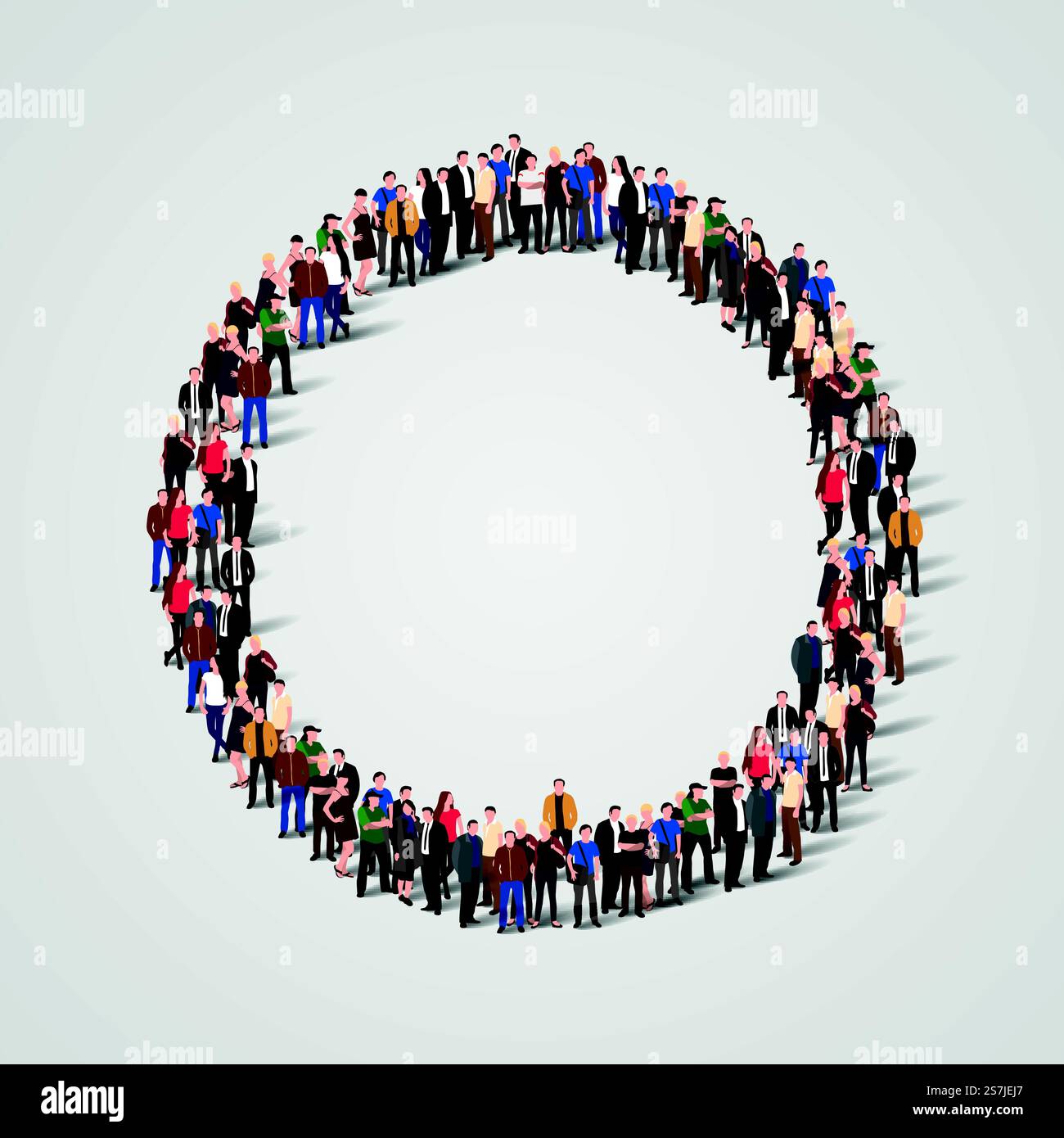 Large group of people in the shape of circle. Vector illustration ...