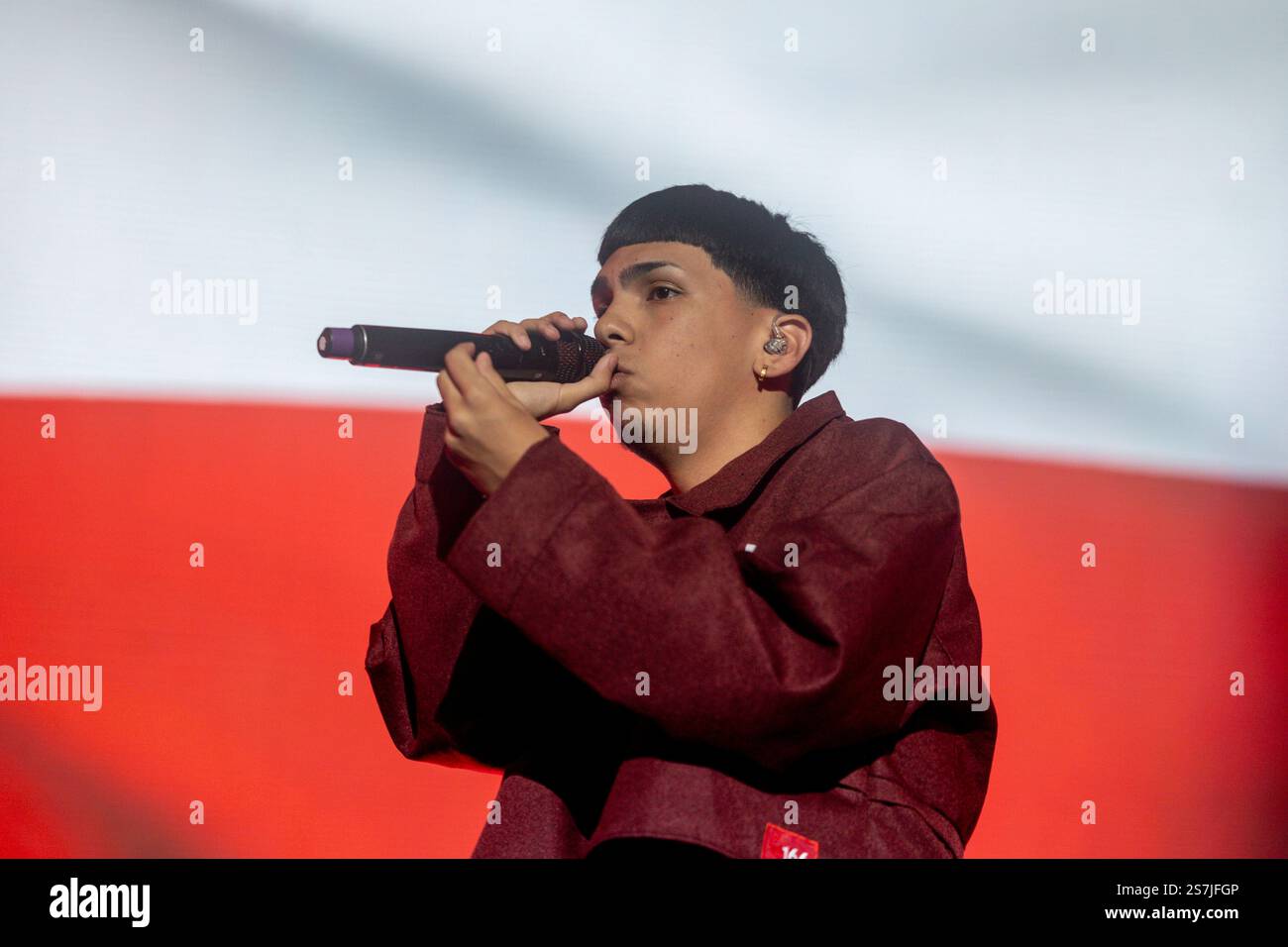 The singer Milo J during a concert at the Movistar Arena, on January 19 ...