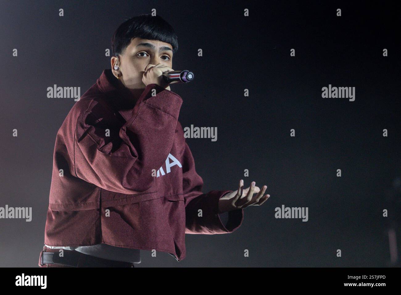 The singer Milo J during a concert at the Movistar Arena, on January 19 ...