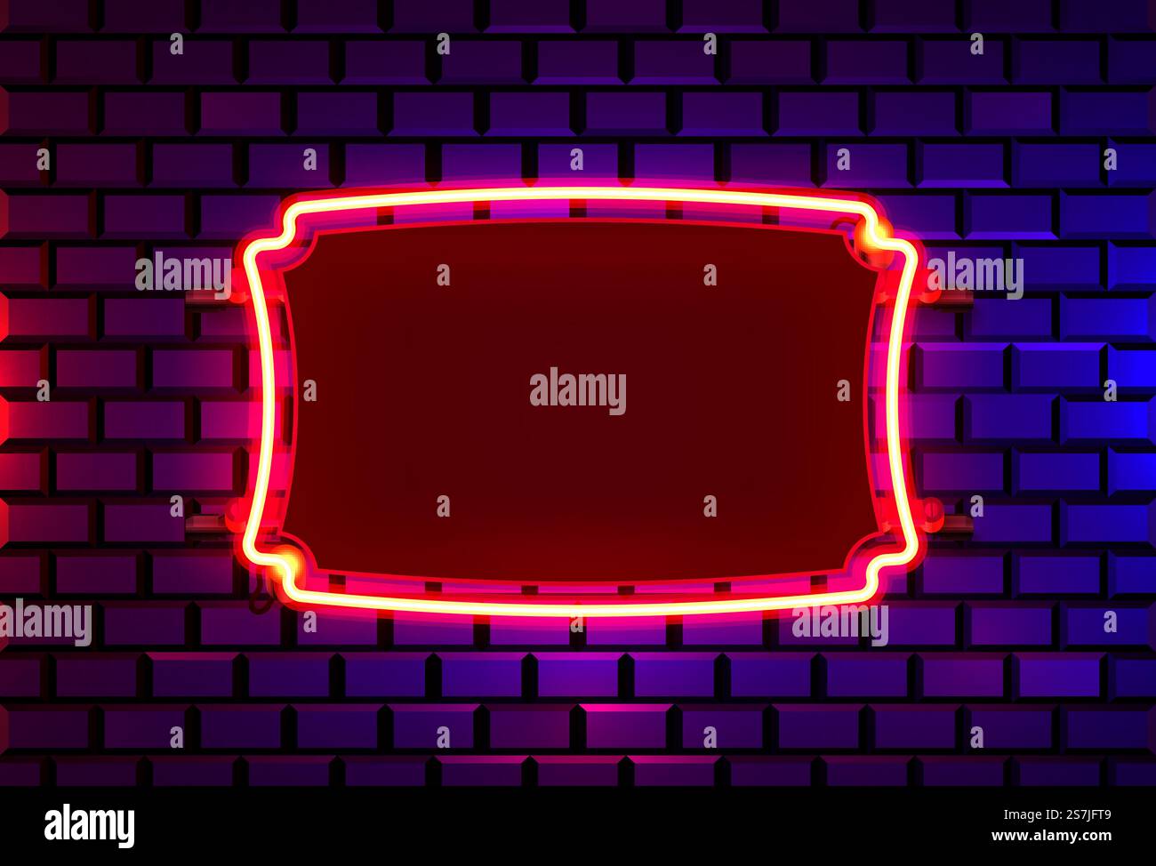 Neon frame on a brick colored wall. template design element. Vector ...