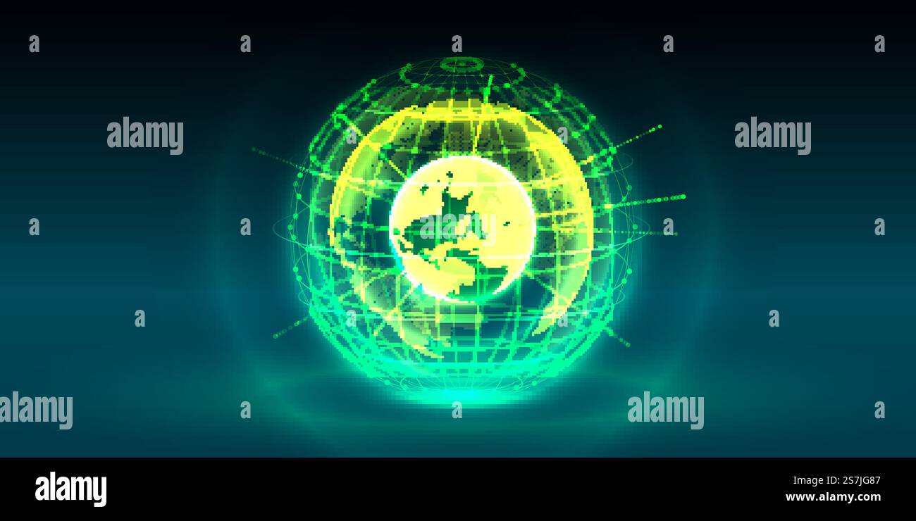 Concept global planet earth point black background. Vector illustration ...