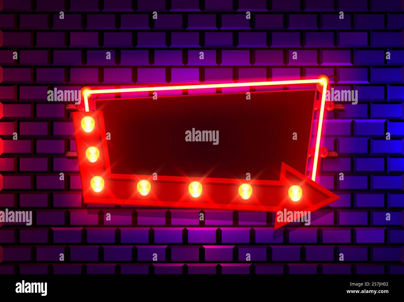 Neon frame on a brick colored wall. template design element. Vector ...