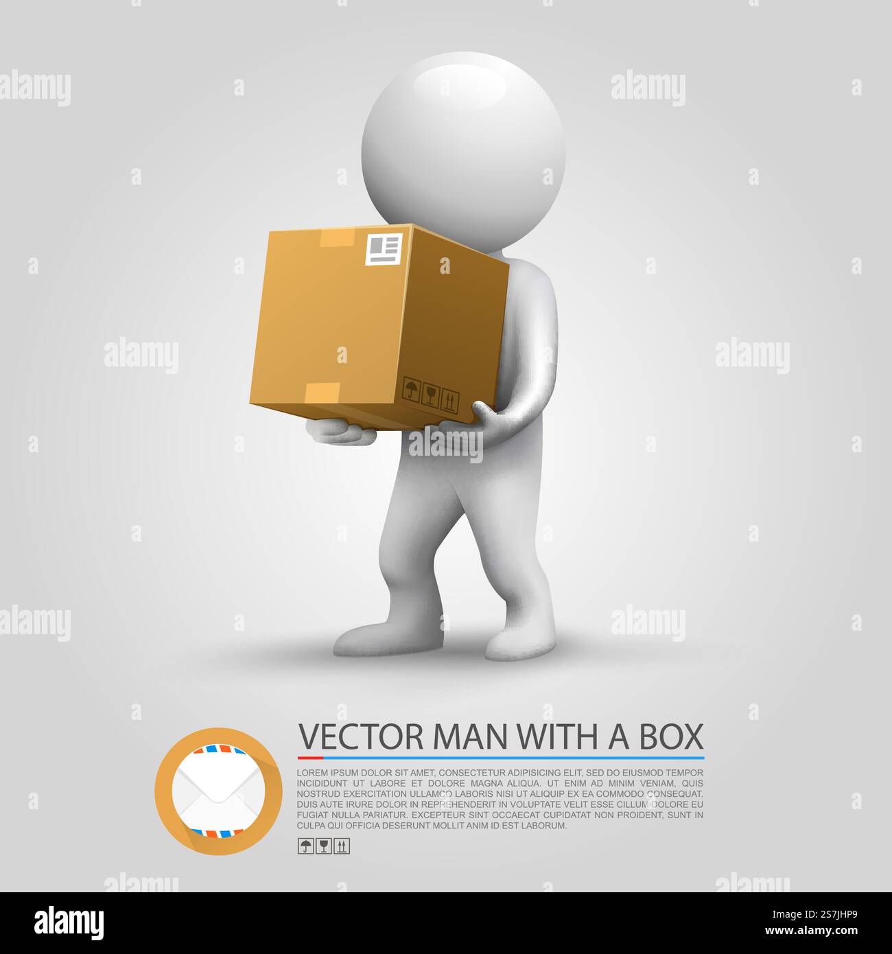 Sending a parcel. Man holding a parcel . Vector illustration. Sending a ...