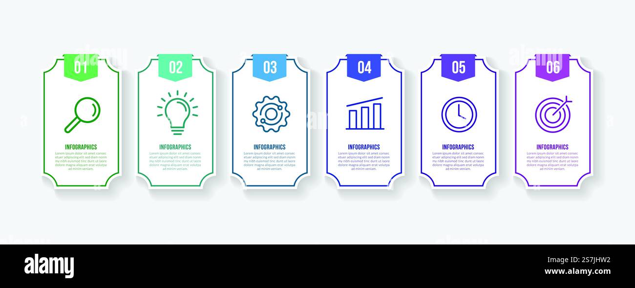 Business infographic template with 6 options, data visualization ...