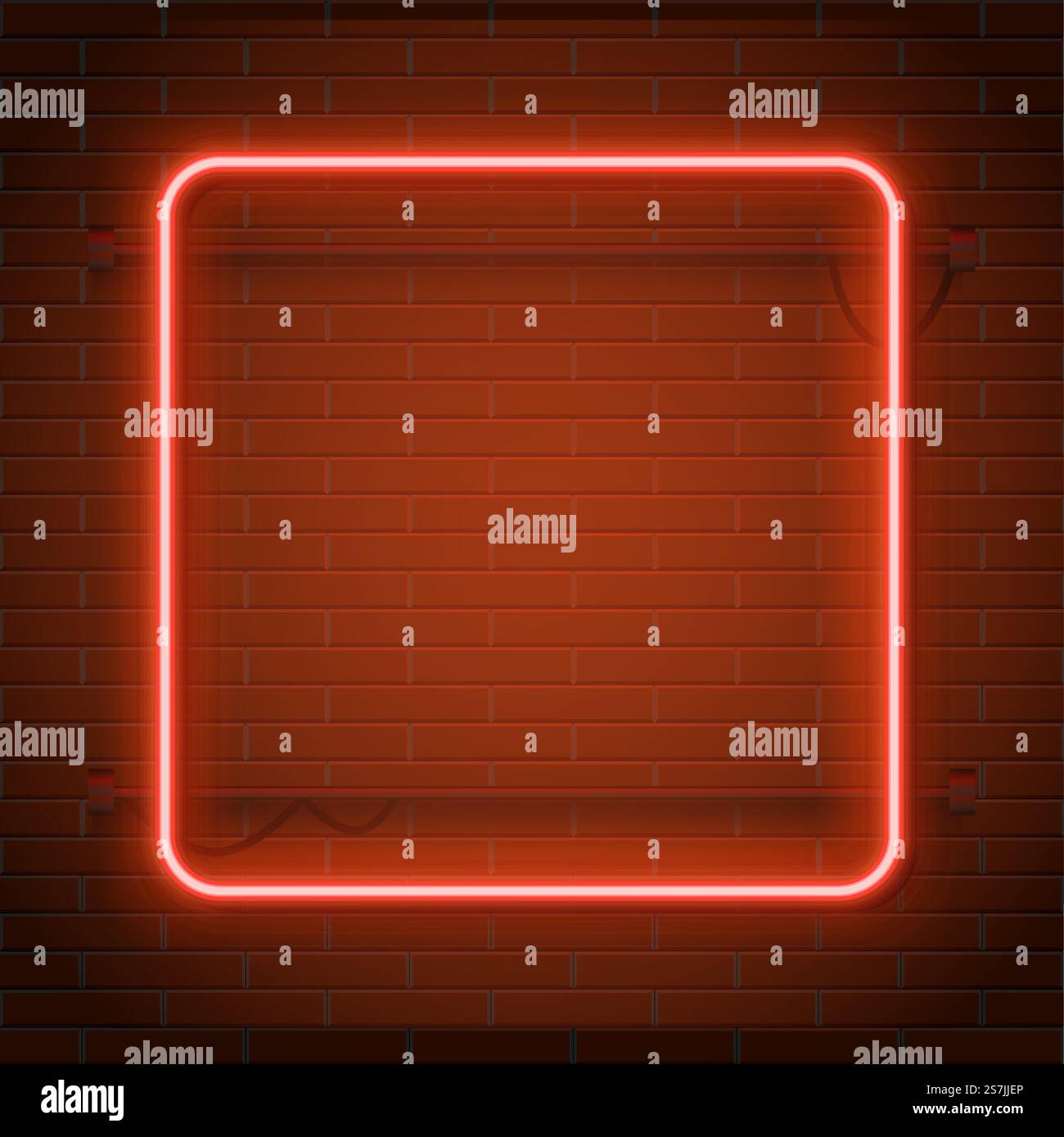 Neon lamp casino rectangel frame on brick wall background. Las Vegas ...
