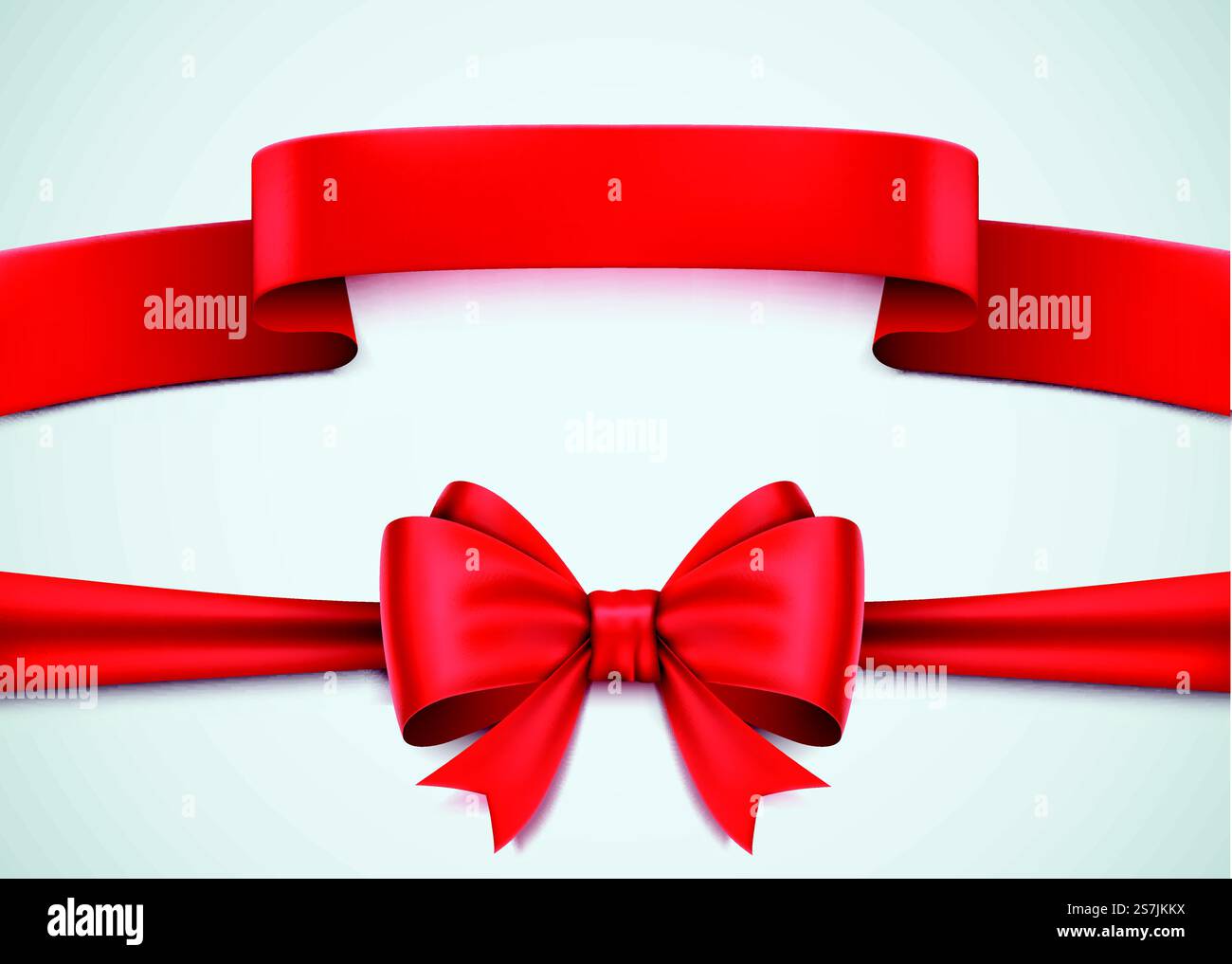 Realistic red ribbon set on white background. Vector illustration ...