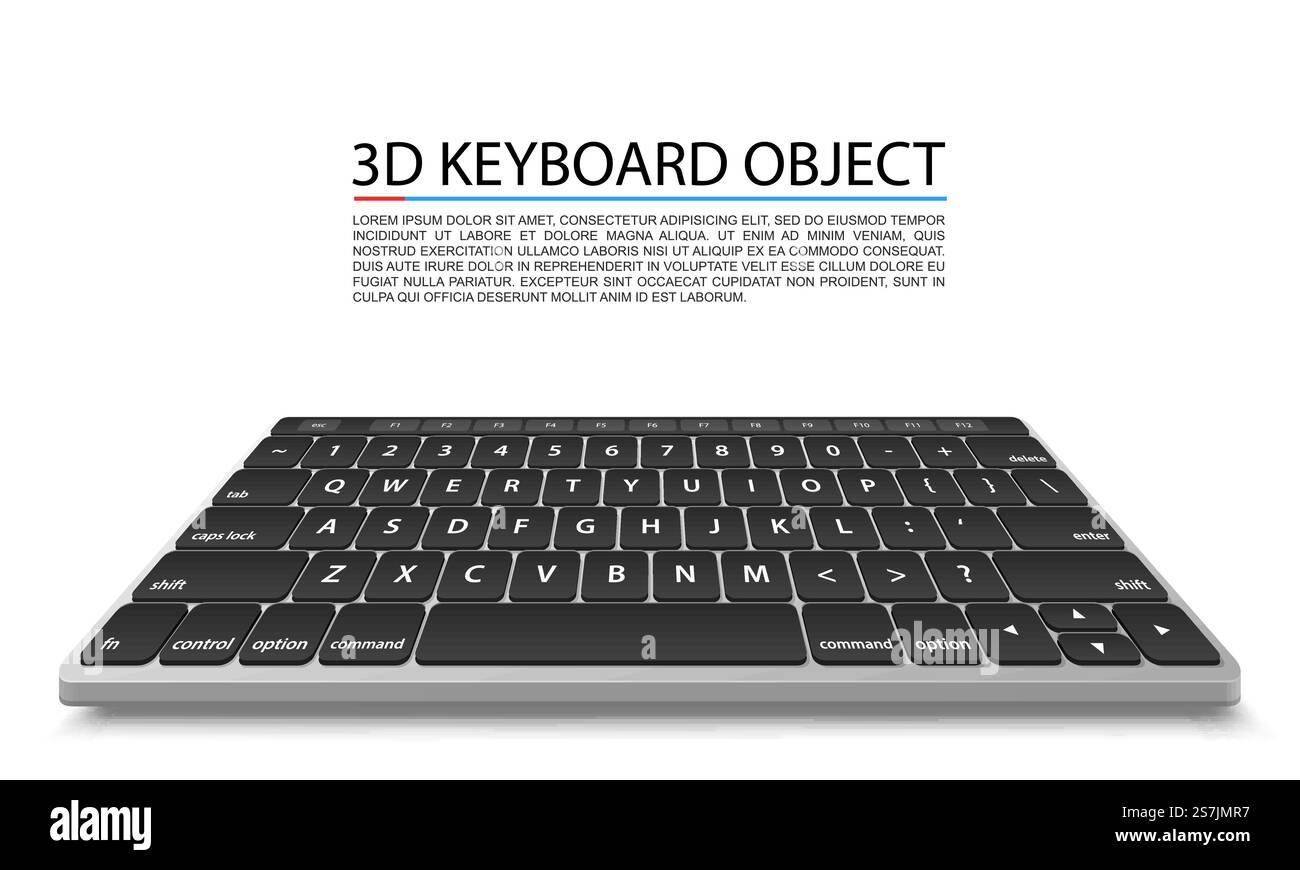 Keyboard on white background in perspective. Vector illustration Stock ...