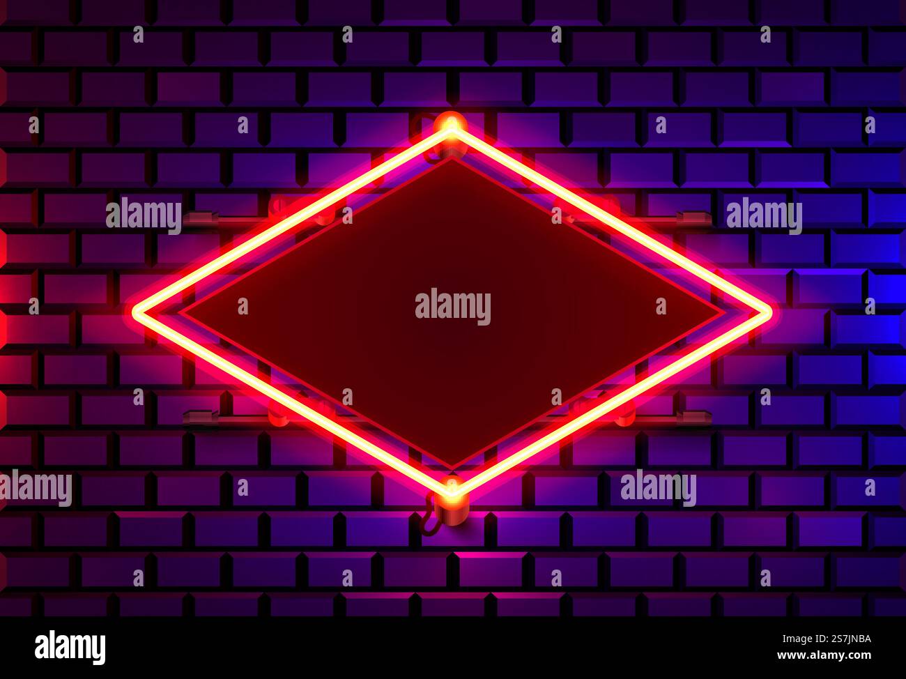 Neon frame on a brick colored wall. template design element. Vector ...