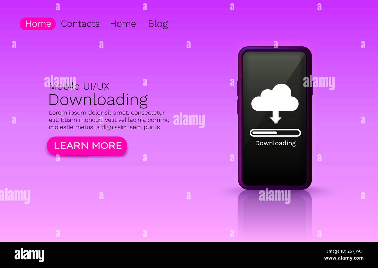 Downloading application online services, update cloud system, web site. Vector illustration. Downloading application online services, update cloud system, web site. Vector Stock Vector