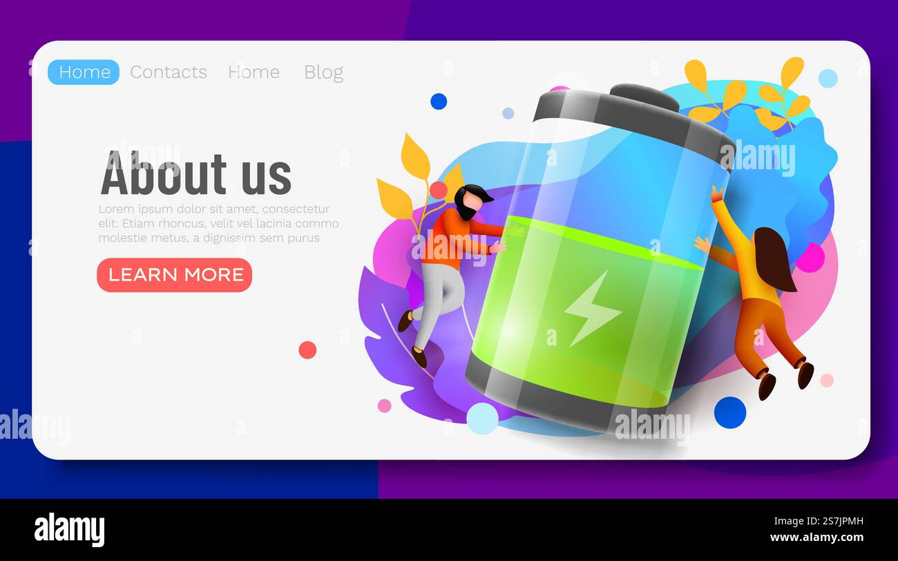 Landing page. People Carry Huge Battery with Low Charging Level. Energy ...