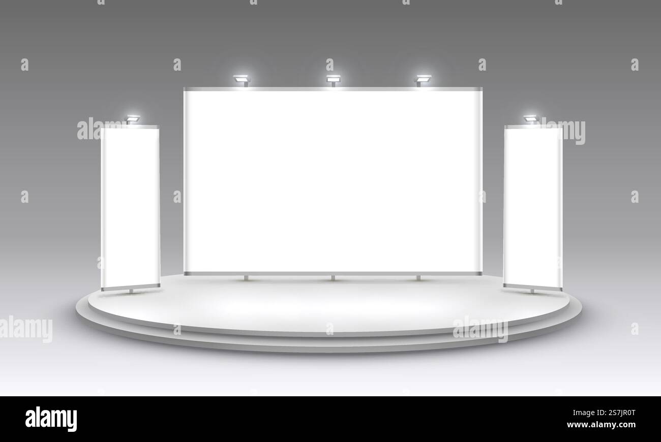 Scene show Podium for presentations on the white background. Vector illustration Stock Vector