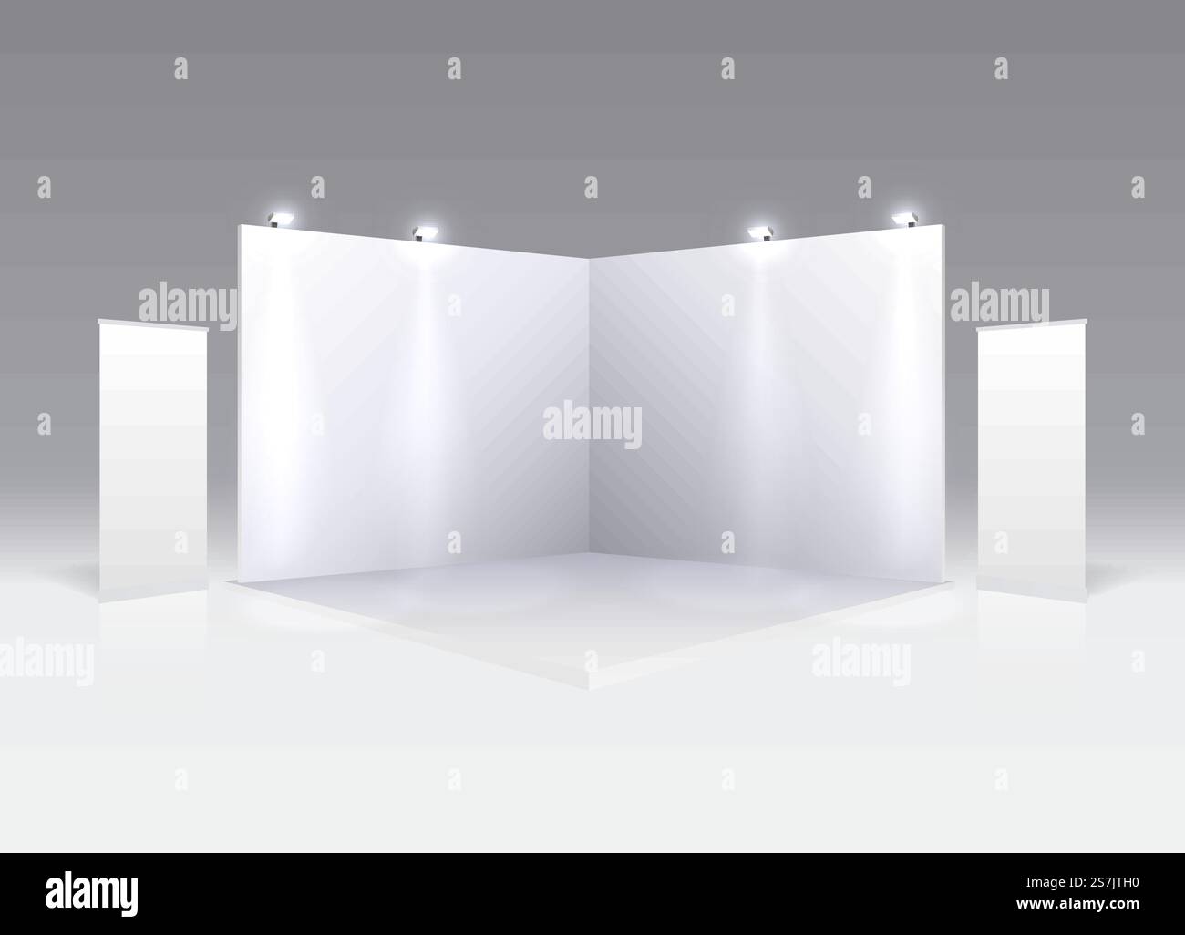 Scene show Podium for presentations on the gray background. Vector illustration Stock Vector