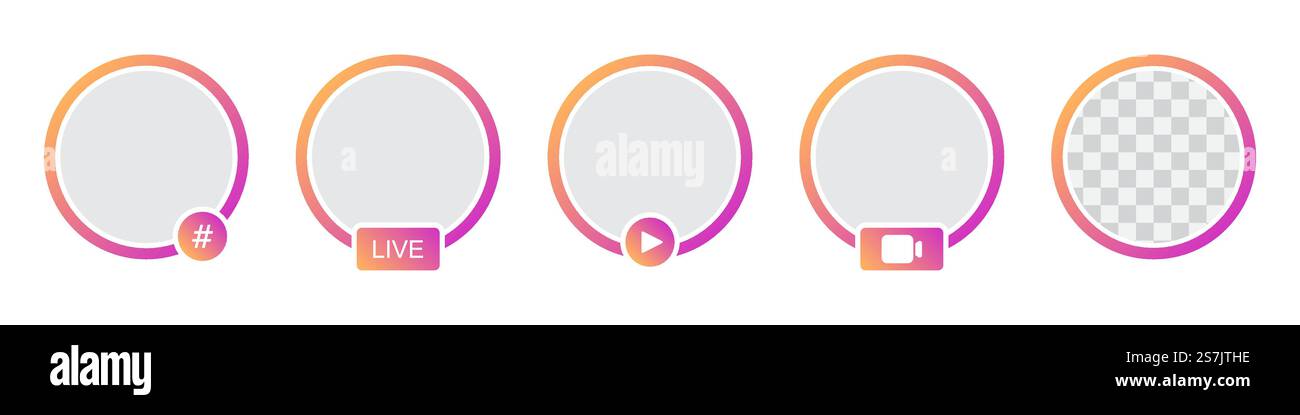 Set of templates for social network elements stories Stock Vector