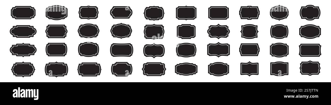 Set of blank vintage labels frames in black Stock Vector Image & Art ...