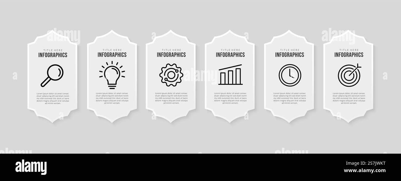 Business infographic template with 6 options, data visualization ...