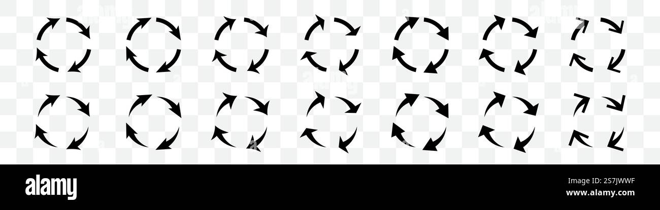 Set of black circle arrows on transparent background Stock Vector Image ...