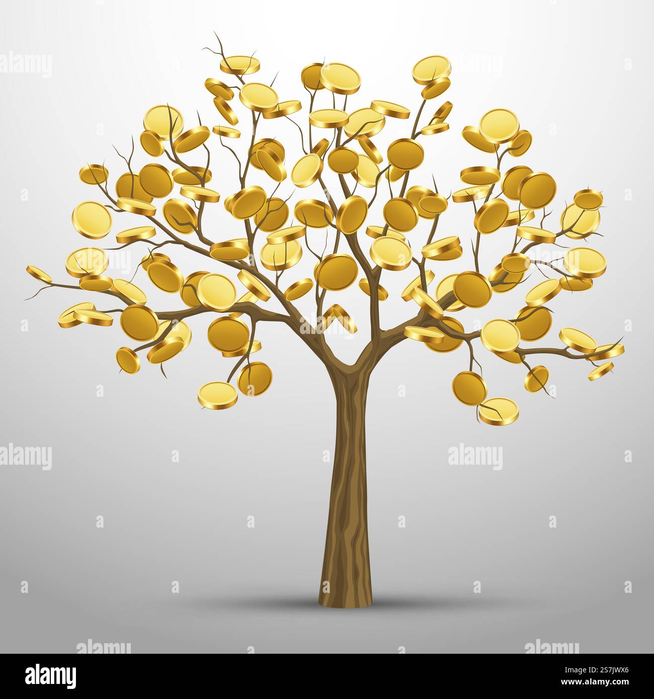 A tree from which gold coins grow. Vector illustration Stock Vector ...