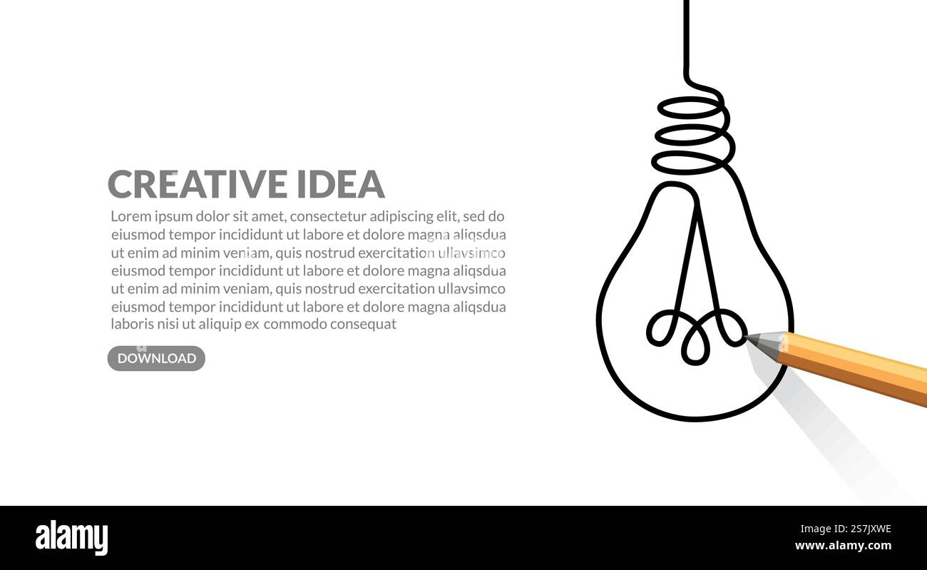 Creative ideas concept background, Pencil drawing light bulb on white ...