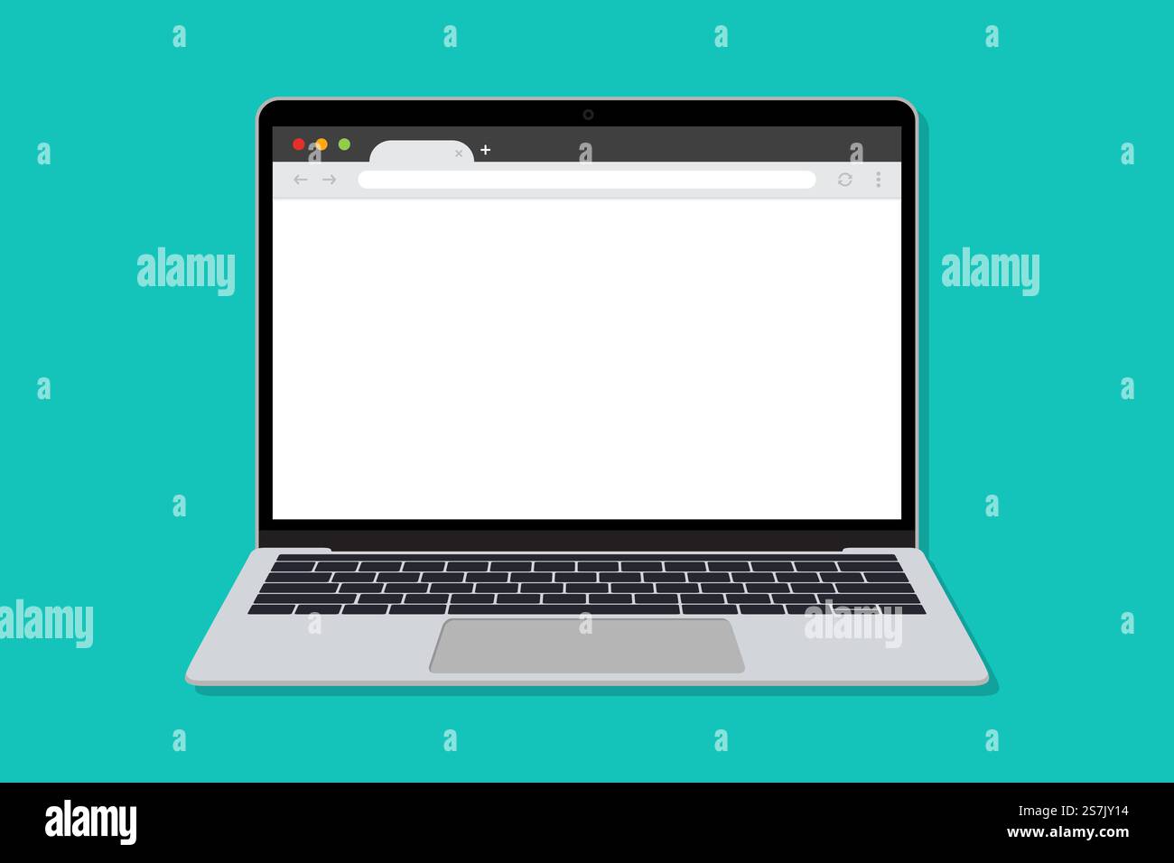 Laptop with blank browser window in a flar design Stock Vector