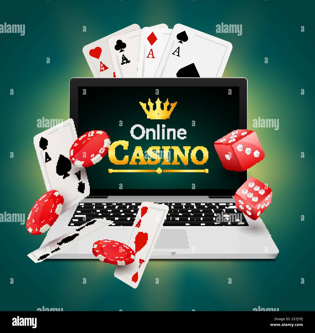 Online Casino Vector. Banner With Laptop. Poker Gambling Casino Poster  Sign. Jackpot Billboard, Promo Concept Illustration Stock Vector Image &  Art - Alamy