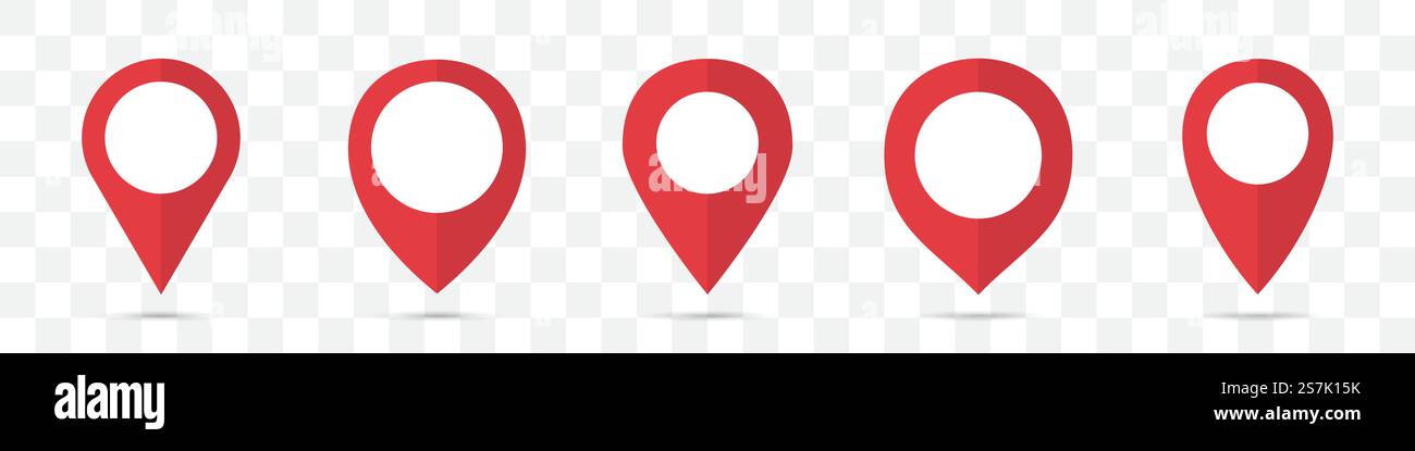 Set of red map pointers icon in a flat design Stock Vector Image & Art ...