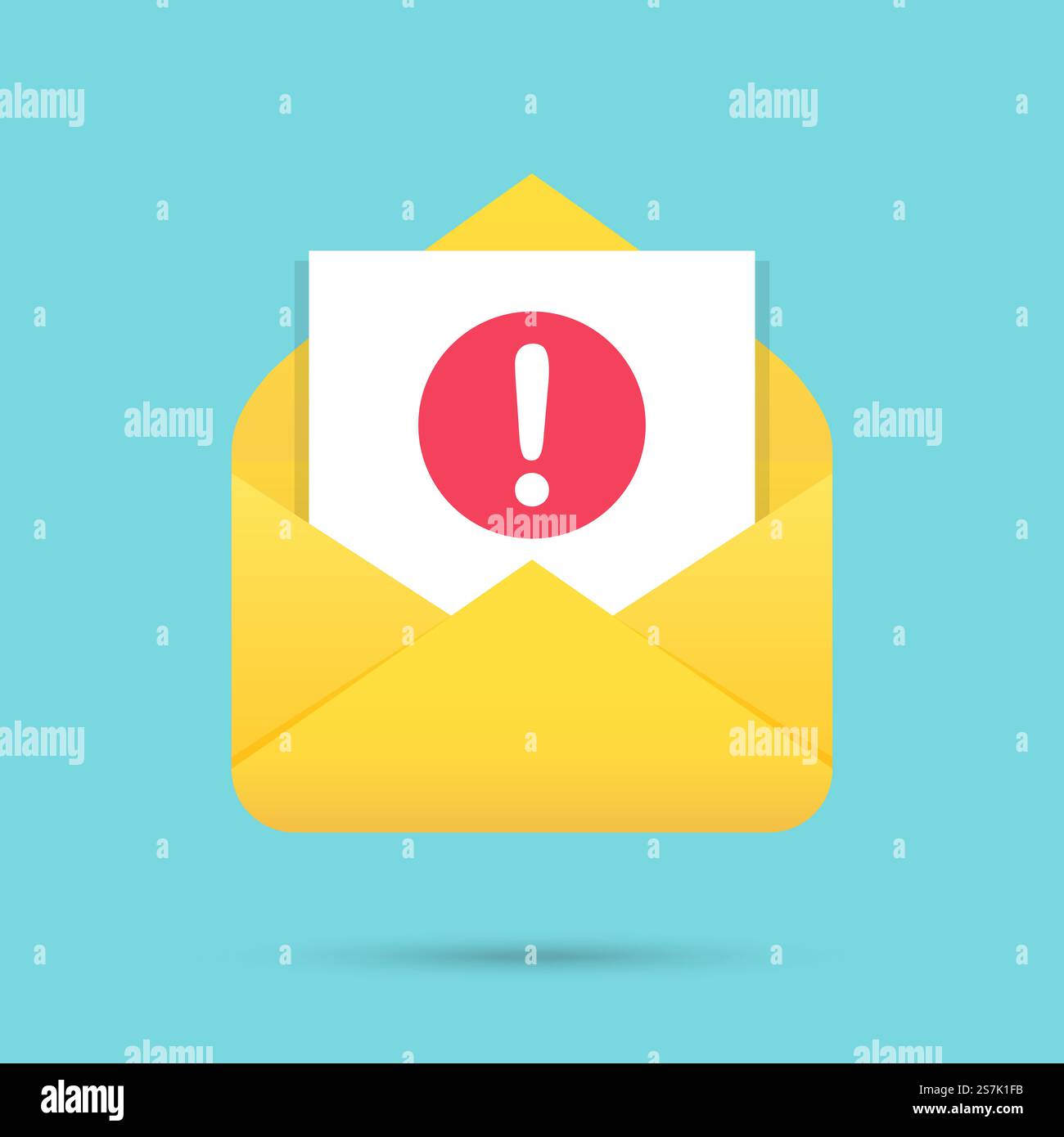 Email message with attention icon in a flat design Stock Vector Image ...