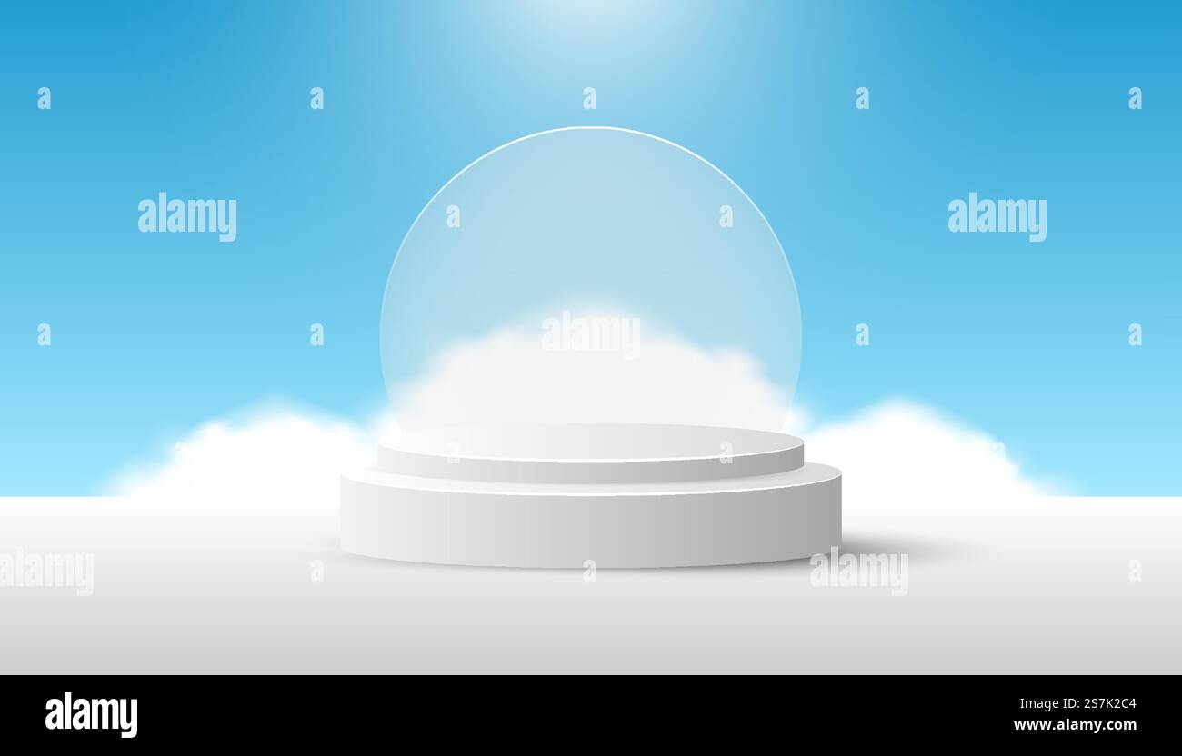 White Product Podium with cloud and glass on blue sky. Suitable For Web ...