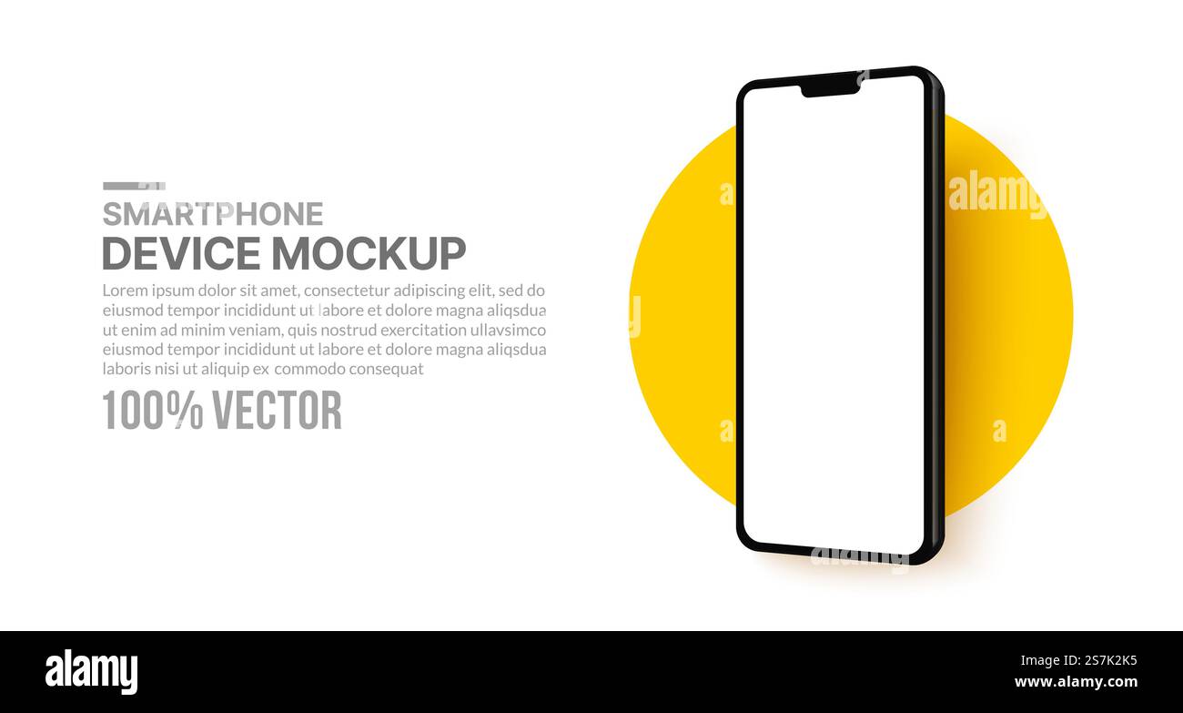 Realistic 3d smartphone mockup with blank screen for app development ...