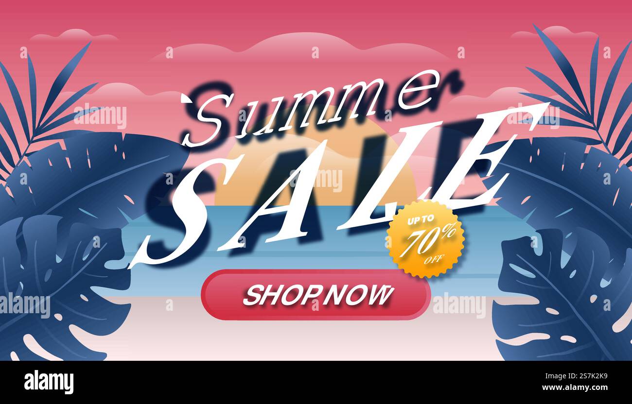 Summer sale concept web banner. Beach Background Illustration Stock ...