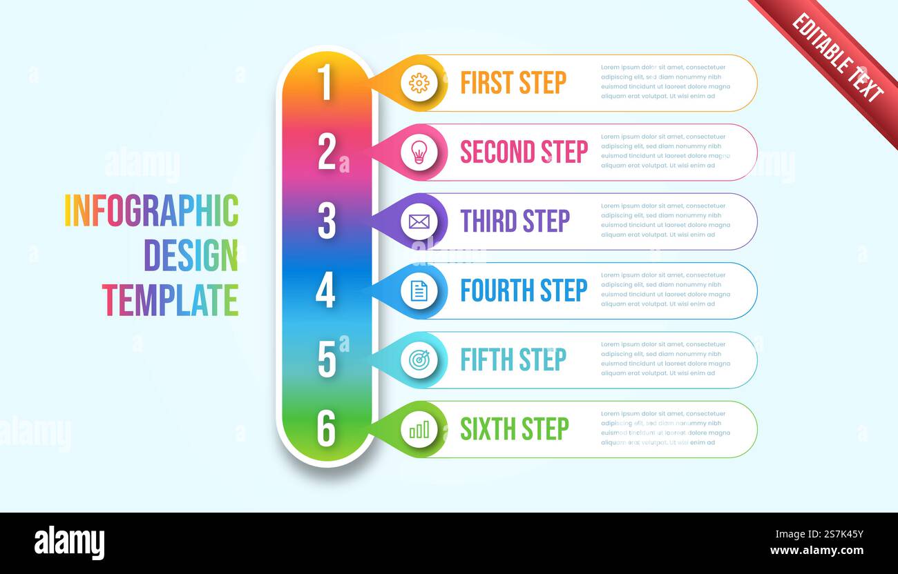Business infographic six steps. Colorful modern timeline infographic ...