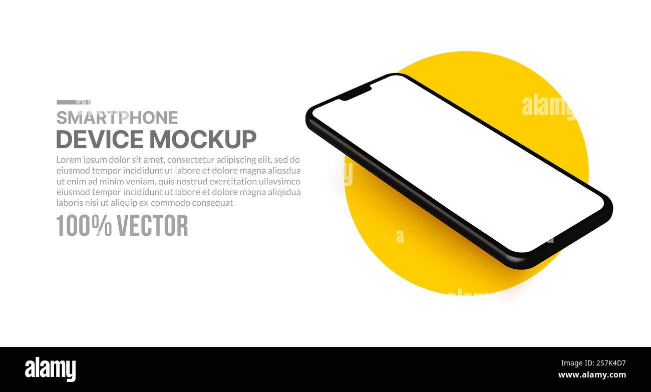 Realistic 3d smartphone mockup with blank screen for app development ...