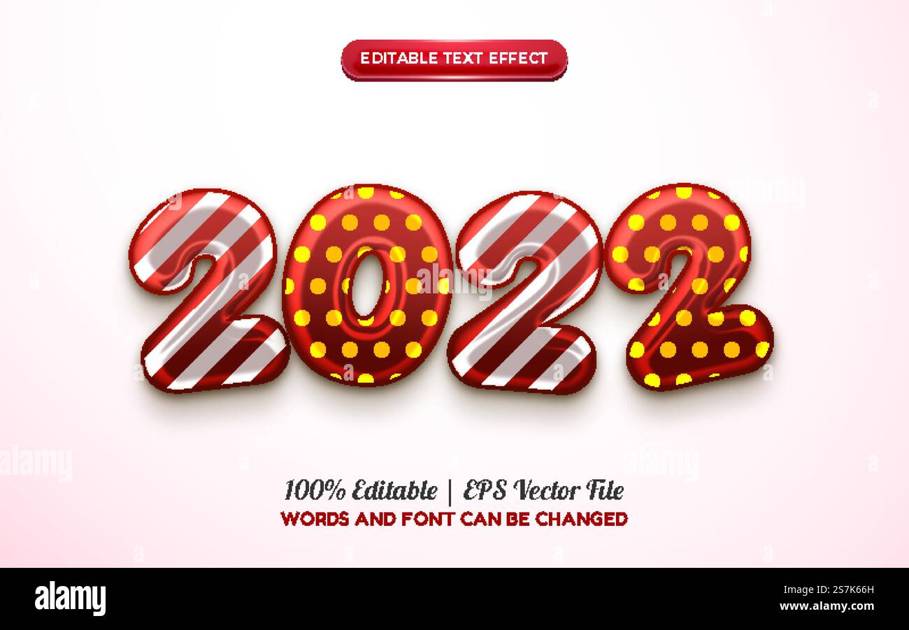 2022 happy new year balloon editable text effect Stock Vector