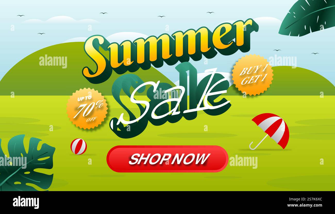 Summer sale concept web banner. Hill Background Illustration Stock ...