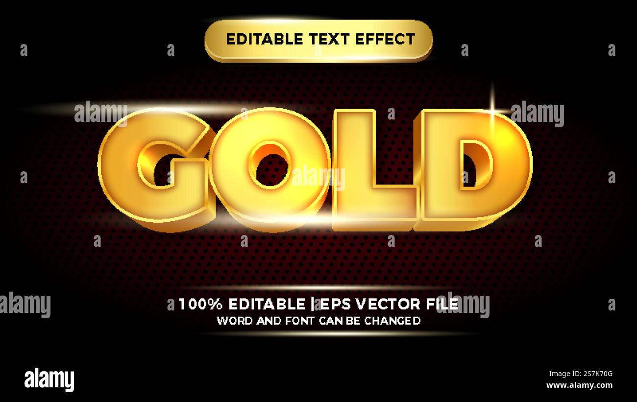 luxury gold editable text effect with halftone background Stock Vector