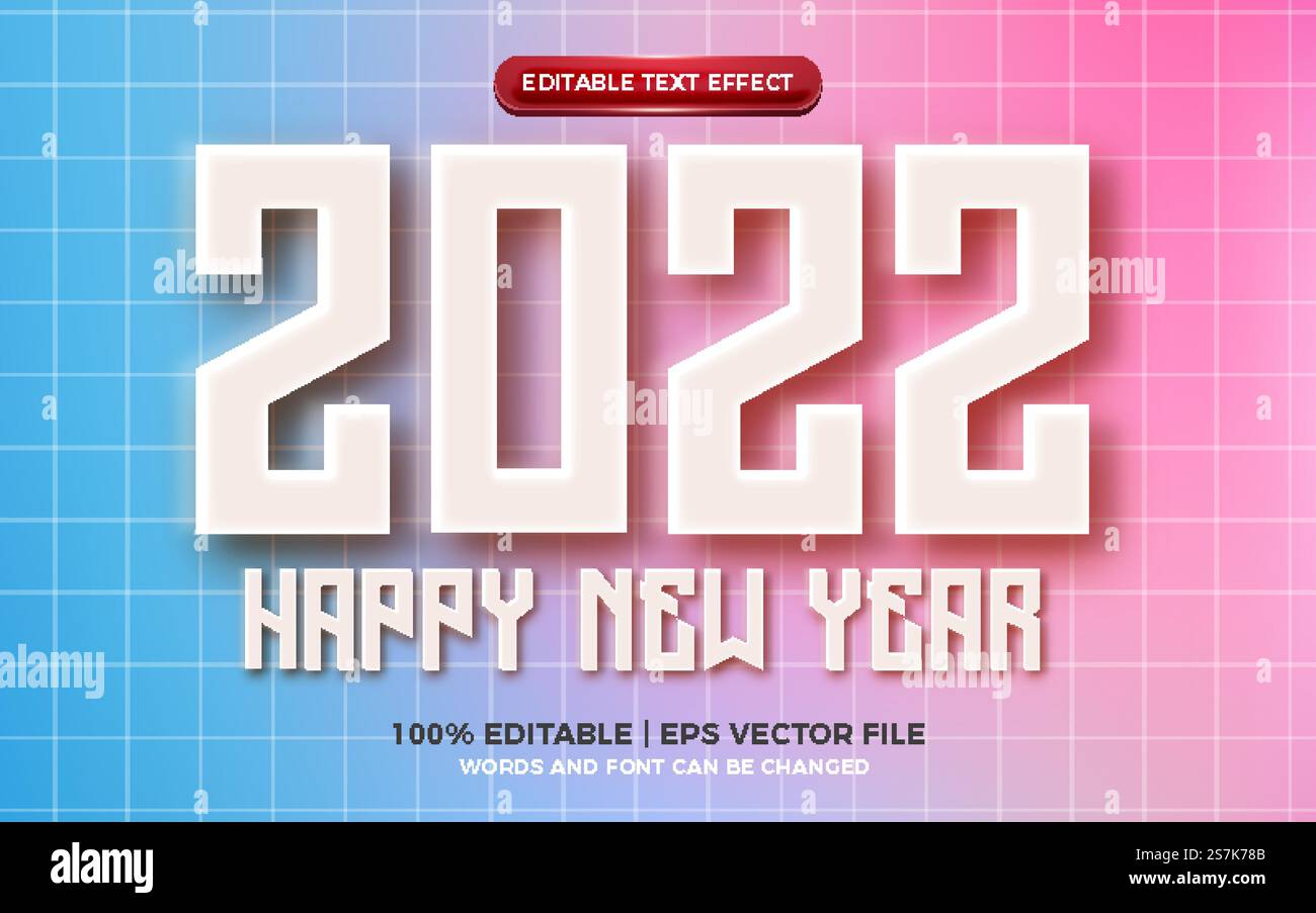 happy new year 2022 modern embossed 3d editable text effect Stock Vector