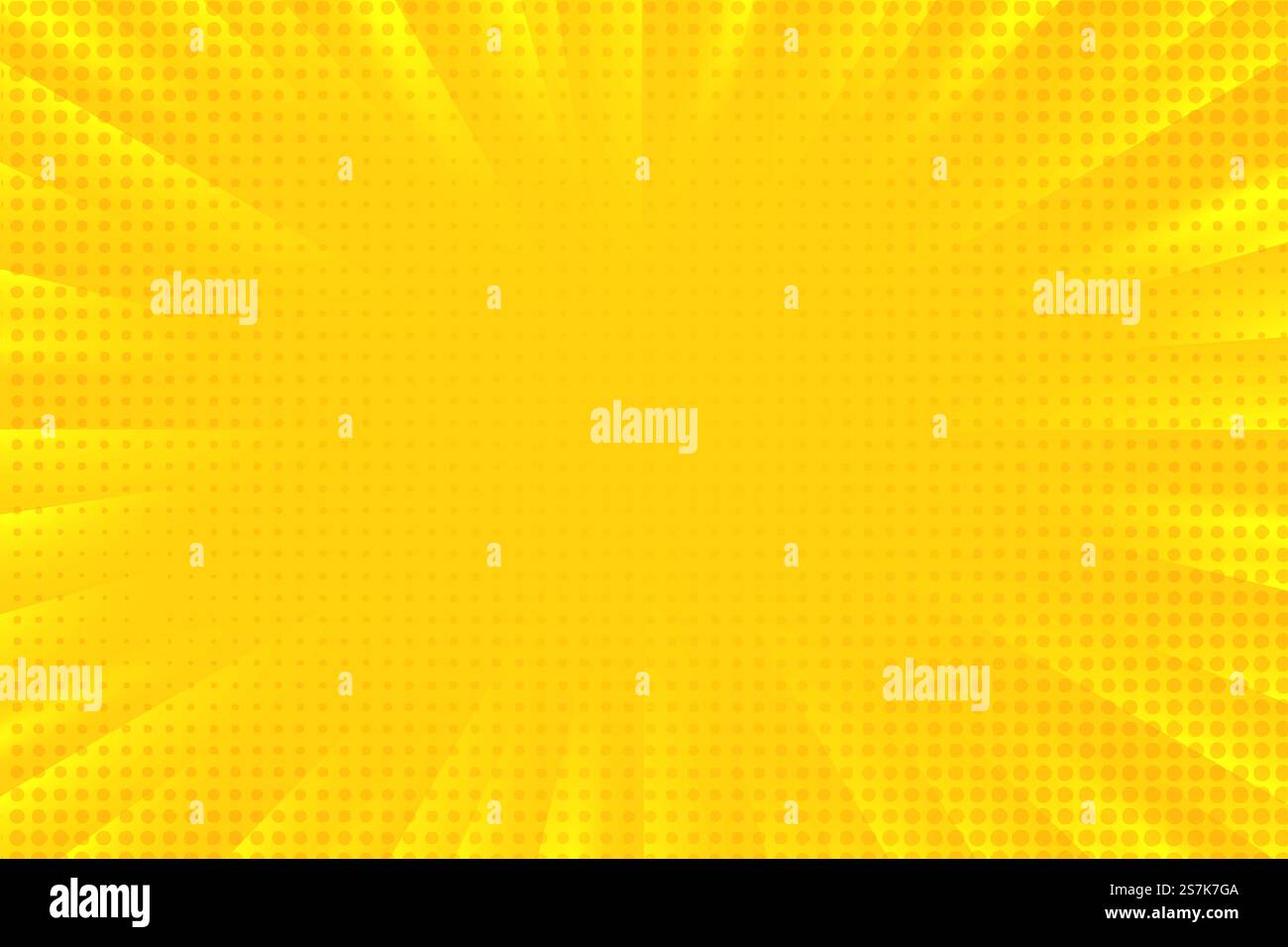 Abstract background cartoon comic zoom yellow rays light diffused with halftone dots. Stock Vector