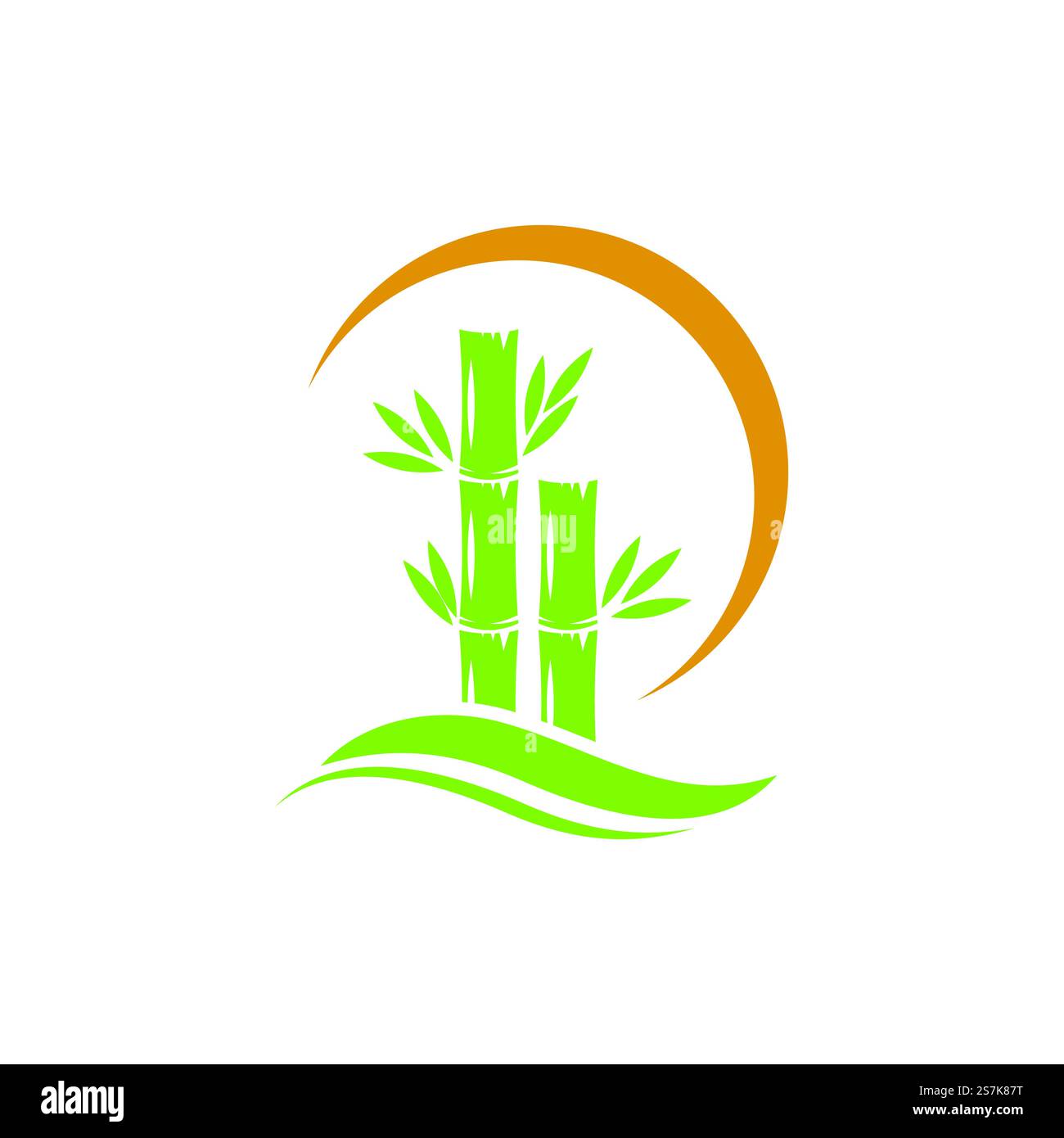 Bamboo with green leaf logo ilustration vector template Stock Vector