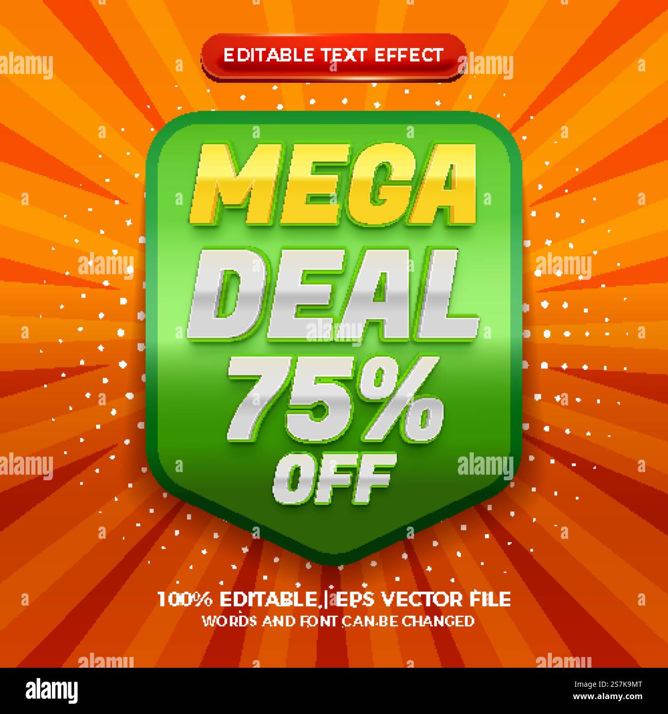 Modern megda deal 3d editable text effect Stock Vector