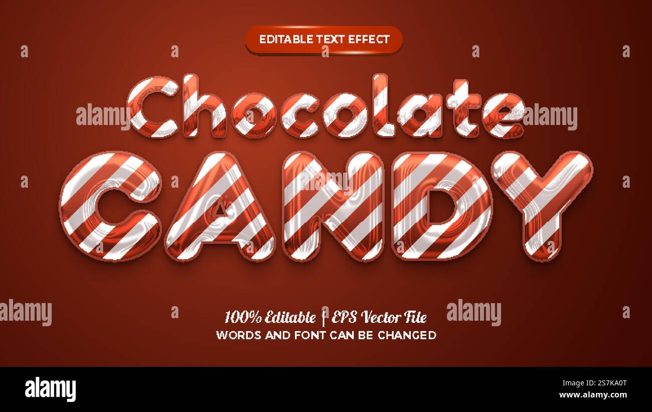 liquid chocolate candy 3d editable text effect Stock Vector