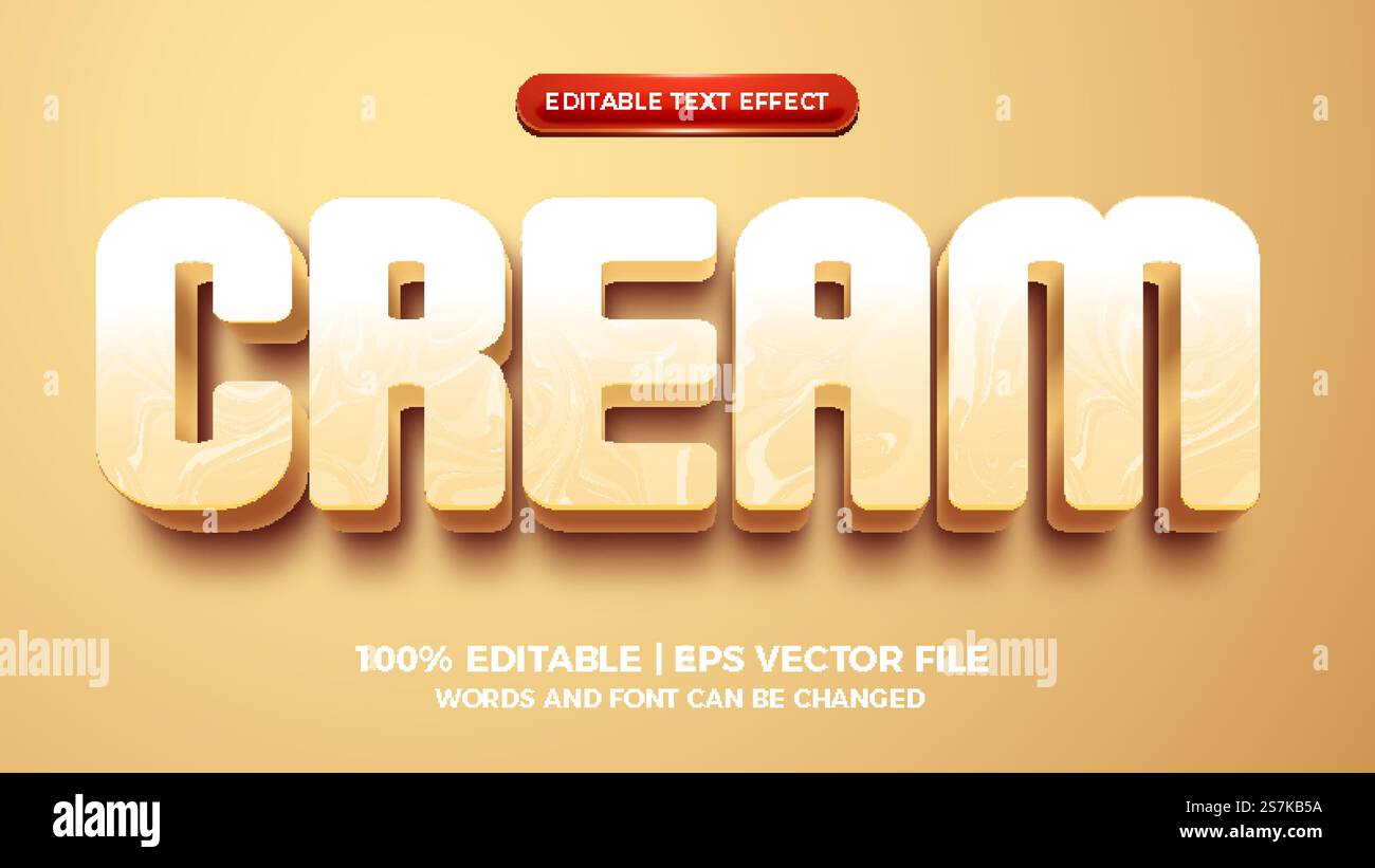 cream coffee 3d cartoon editable text effect Stock Vector