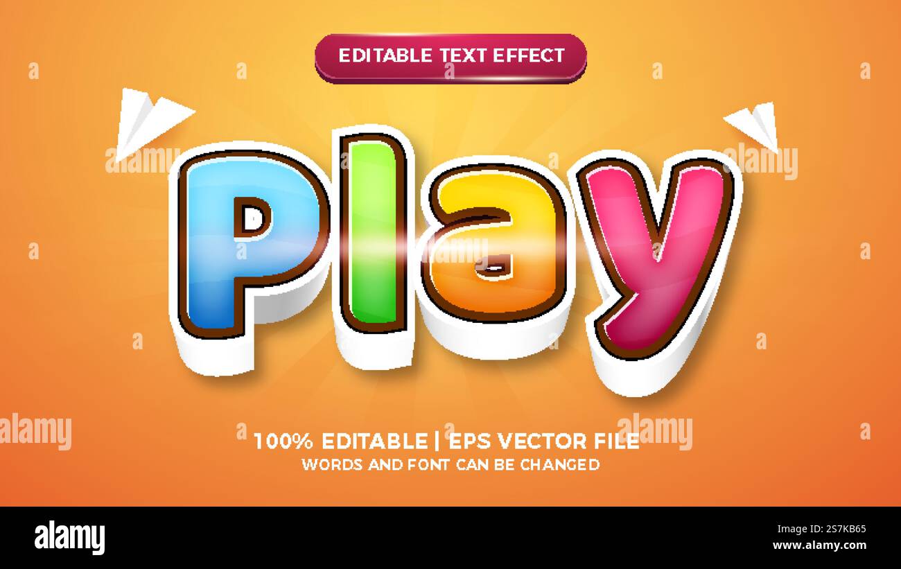 play cartoon comic 3d editable text style effect template Stock Vector ...