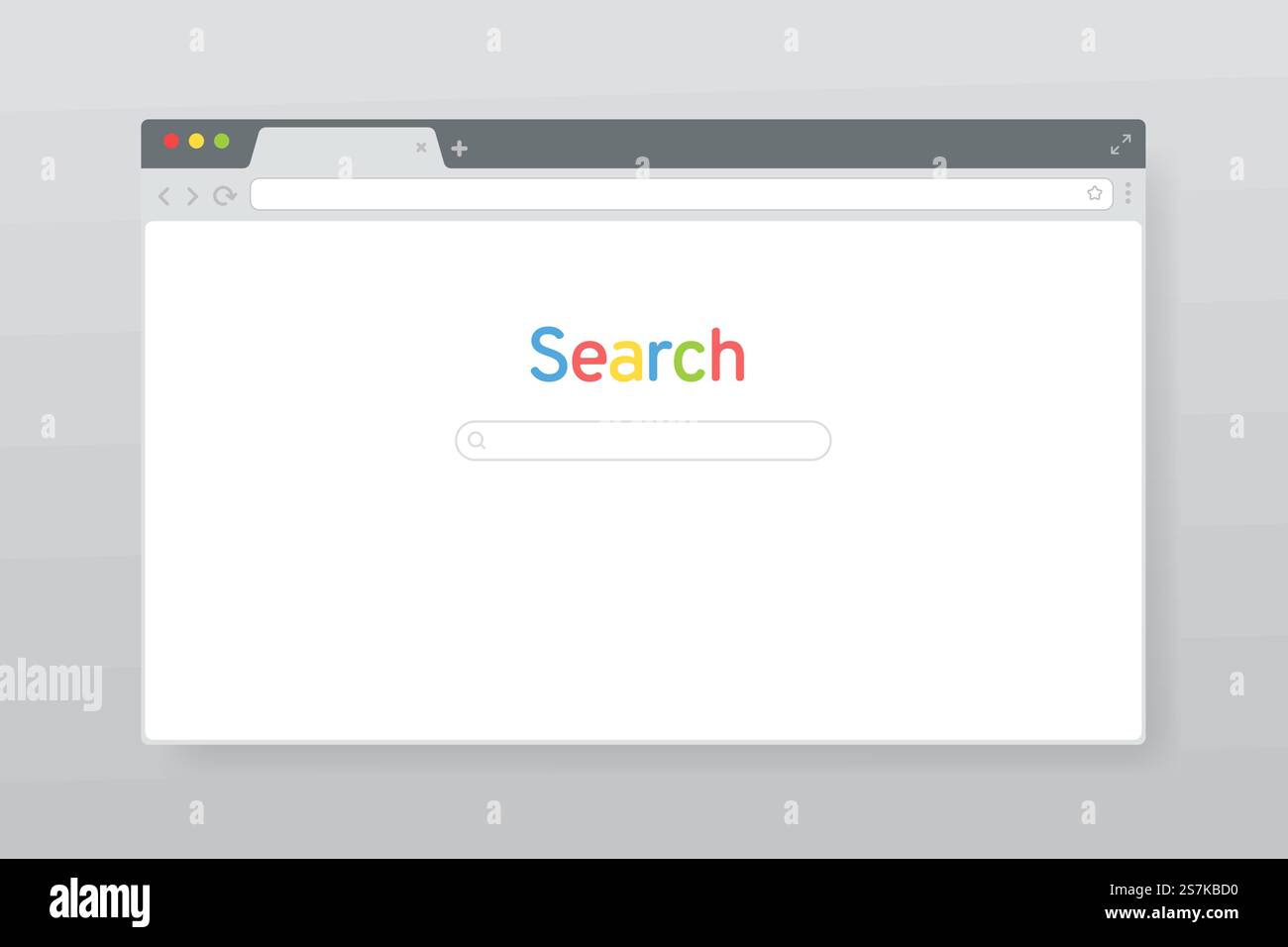 Web browser screen vector on computer screen for searching information via web sites on the Internet Stock Vector