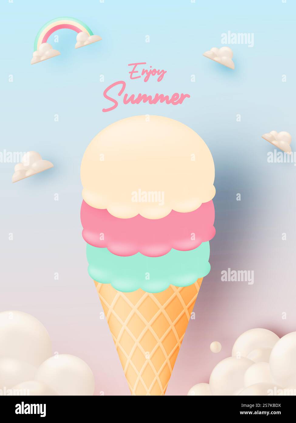 Ice cream for summer season very cute character design in pastel scheme