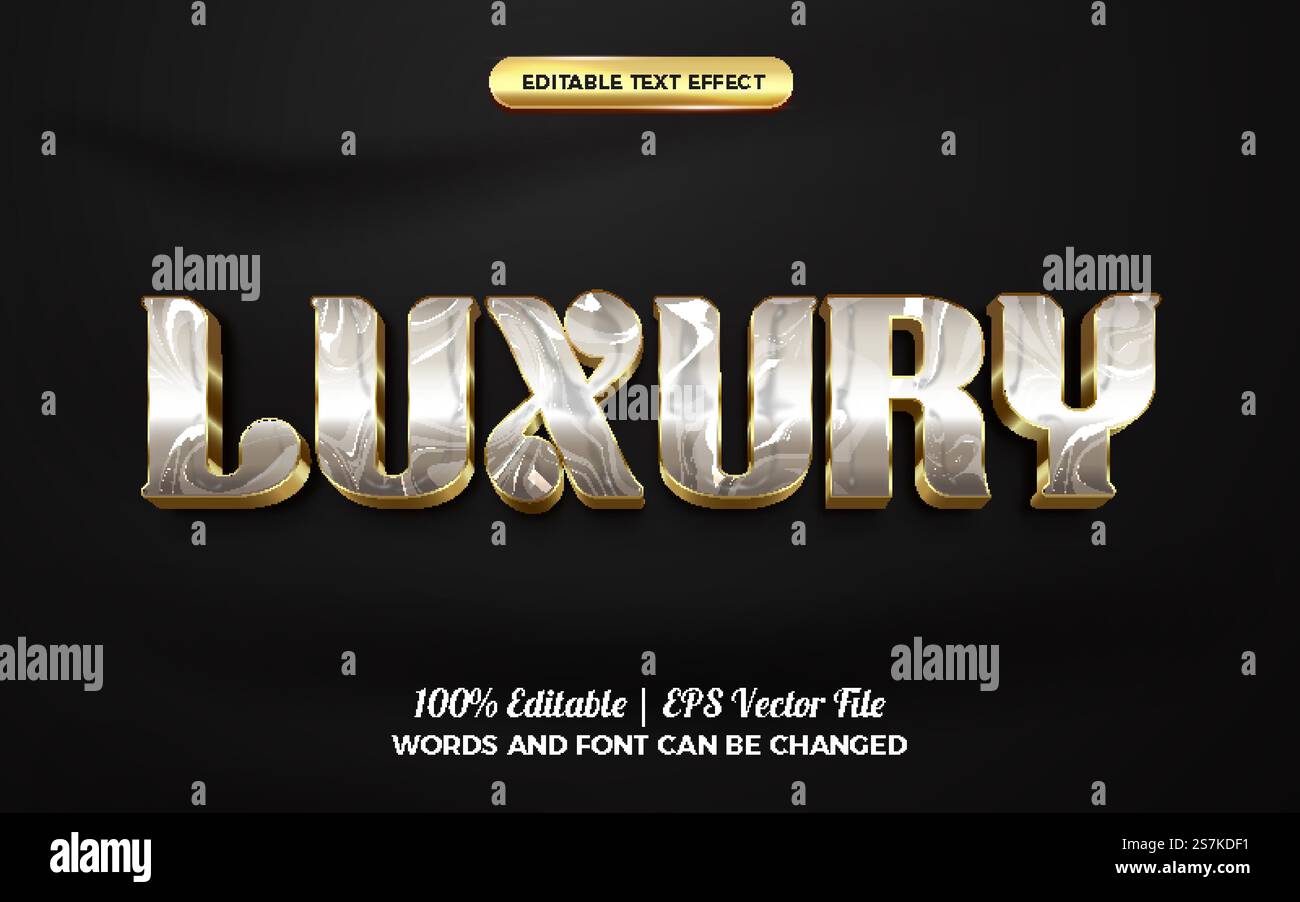 luxury marble gold 3d editable text effect style template Stock Vector