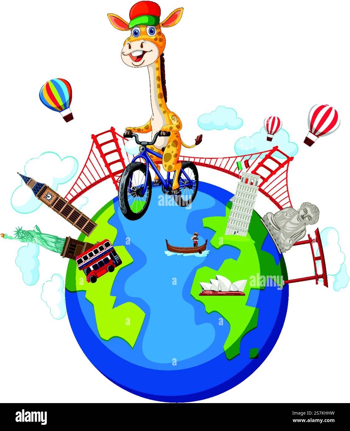 Giraffe Rides Jpeg File A giraffe rides a bike on a globe Stock Vector Image & Art - Alamy