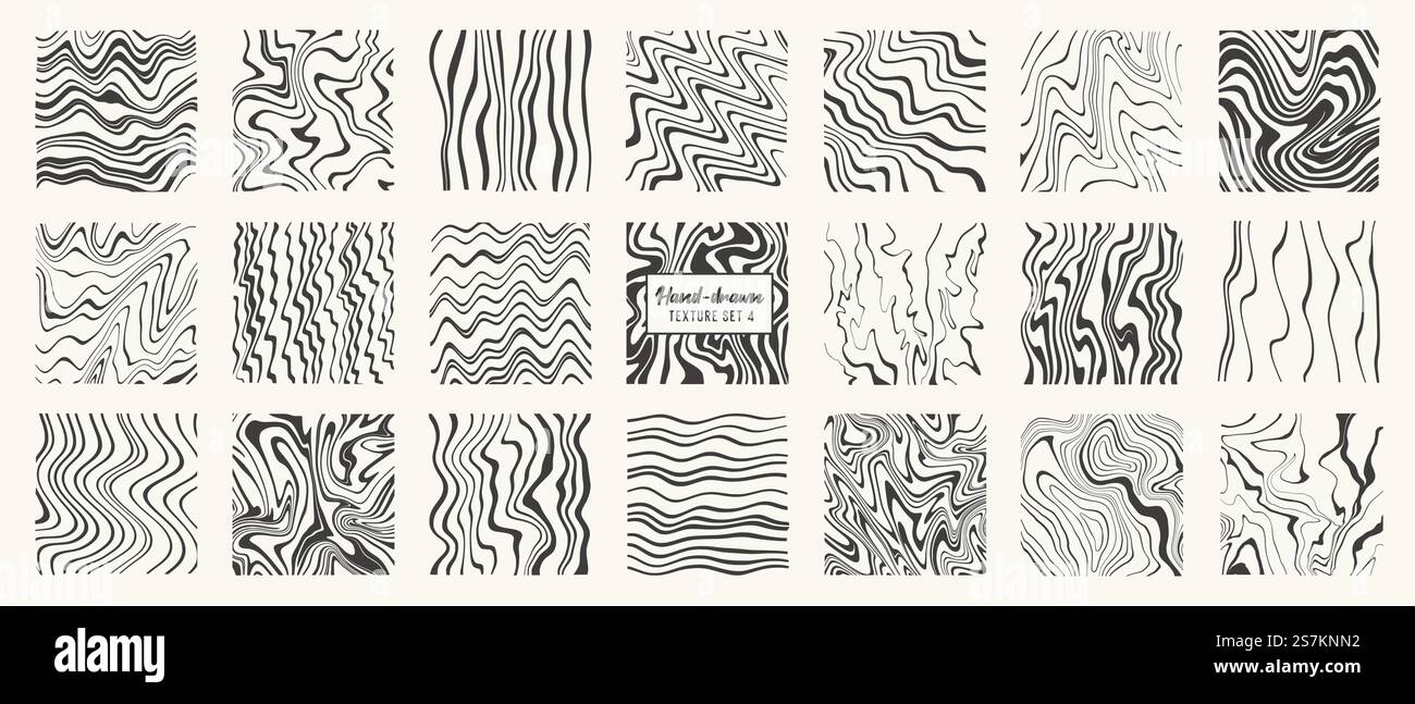 Set of liquid hand drawn patterns isolated. Vector textures made with ...