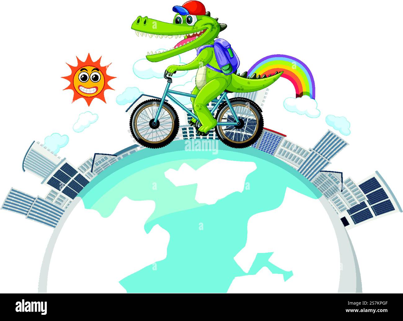 A cheerful crocodile rides a bike on Earth Stock Vector Image & Art - Alamy