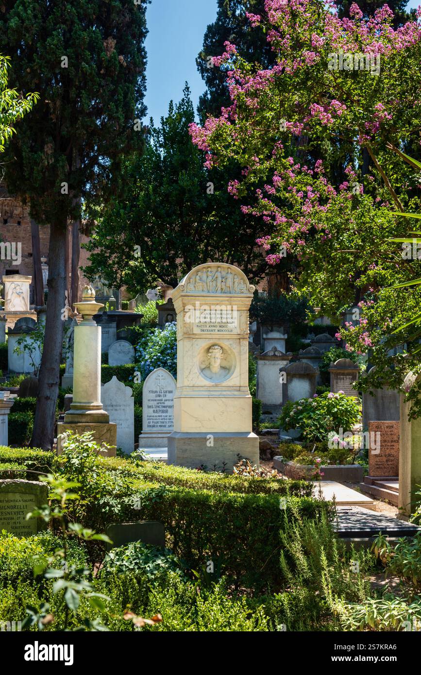 Bruloff Carolus grave, Non-Catholic Cemetery, Rome, Italy Stock Photo