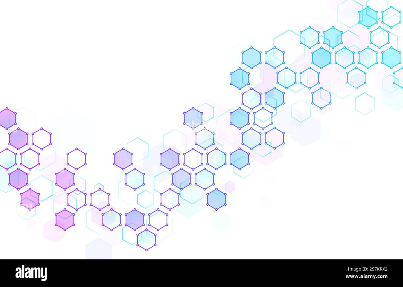 Abstract hexagonal molecular structure. Hexagons wave, geometric data backdrop and futuristic technical cell structures vector background illustration. Medicine molecular chromosome cell structure. Abstract hexagonal molecular structure. Hexagons wave, geometric data backdrop and futuristic technical cell structures vector background illustration Stock Vector