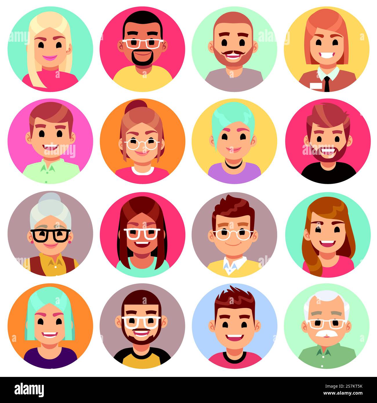Cartoon avatars. People of different sexes, ages and races. Face ...